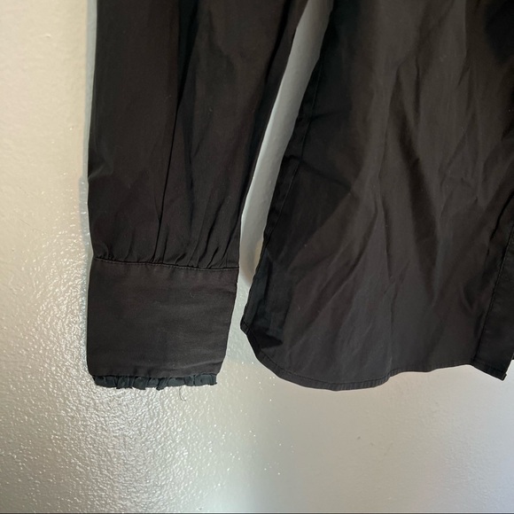 Ann Taylor Button Down Blouse Black Ruffle - Picture 4 of 9